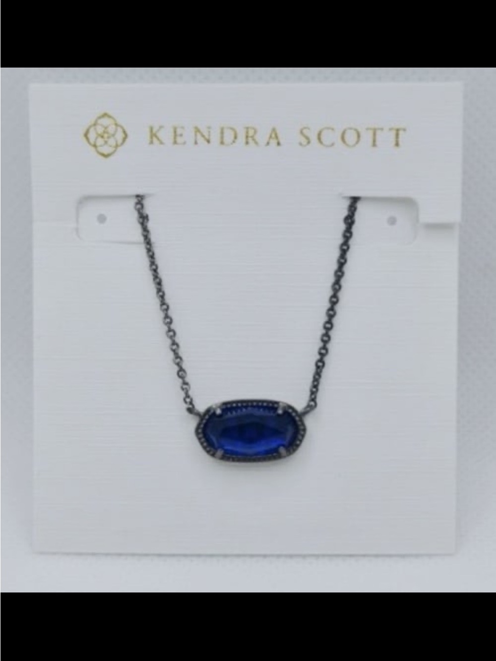 Kendra Scott Elisa Gunmetal Pendant Necklace In Cobalt Blue